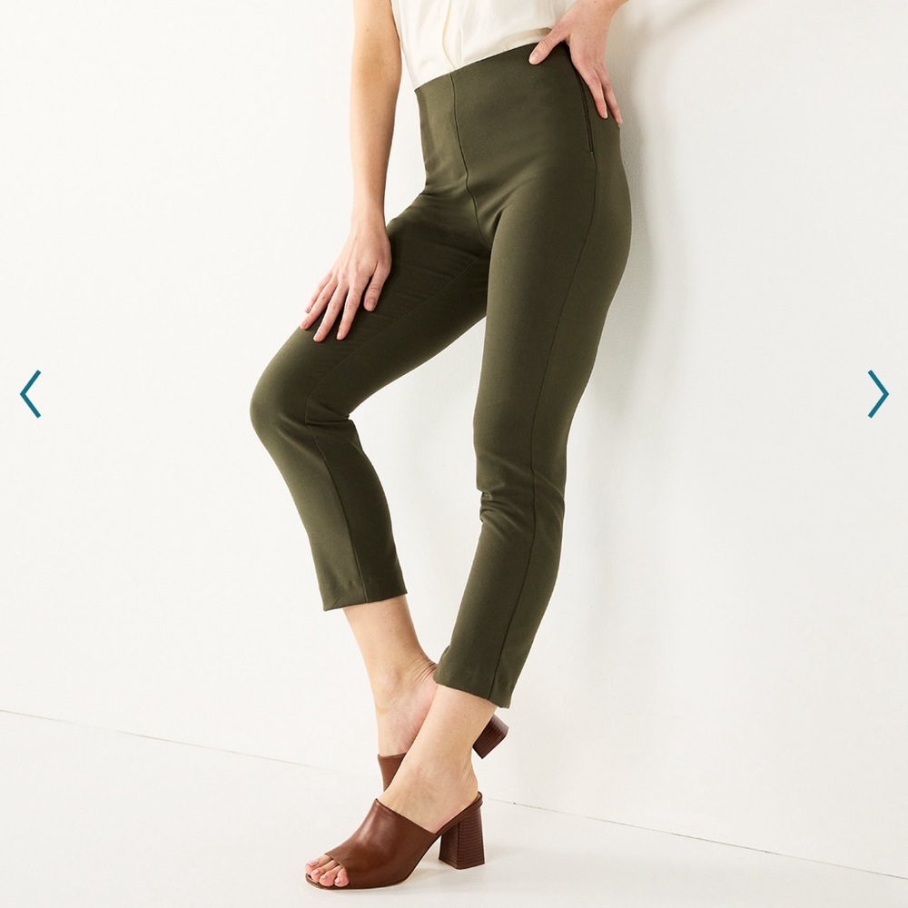 NWT- Nine West Side Zip High-Waisted Skinny Ankle Pants
14, color: Olive Landis - Picture 2 of 4